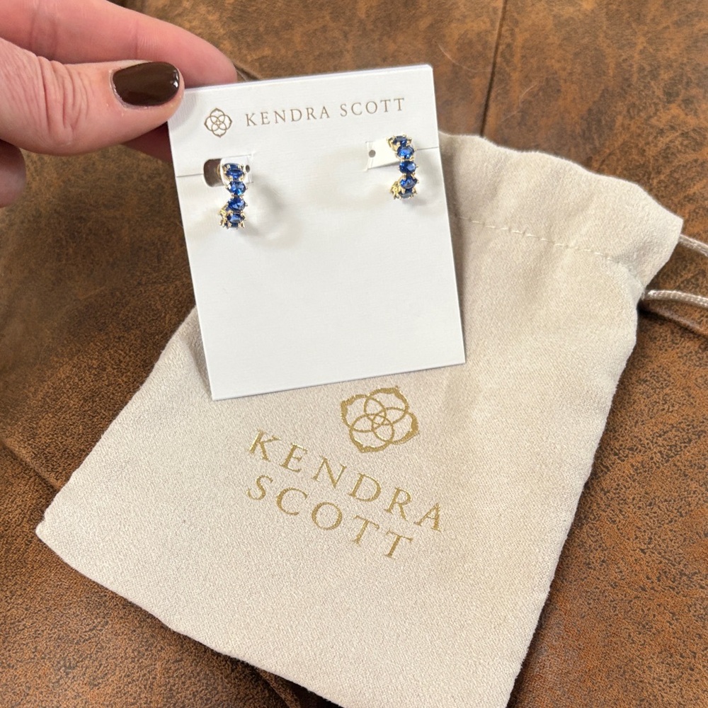Kendra Scott Sapphire Blue and Gold Stud Earrings